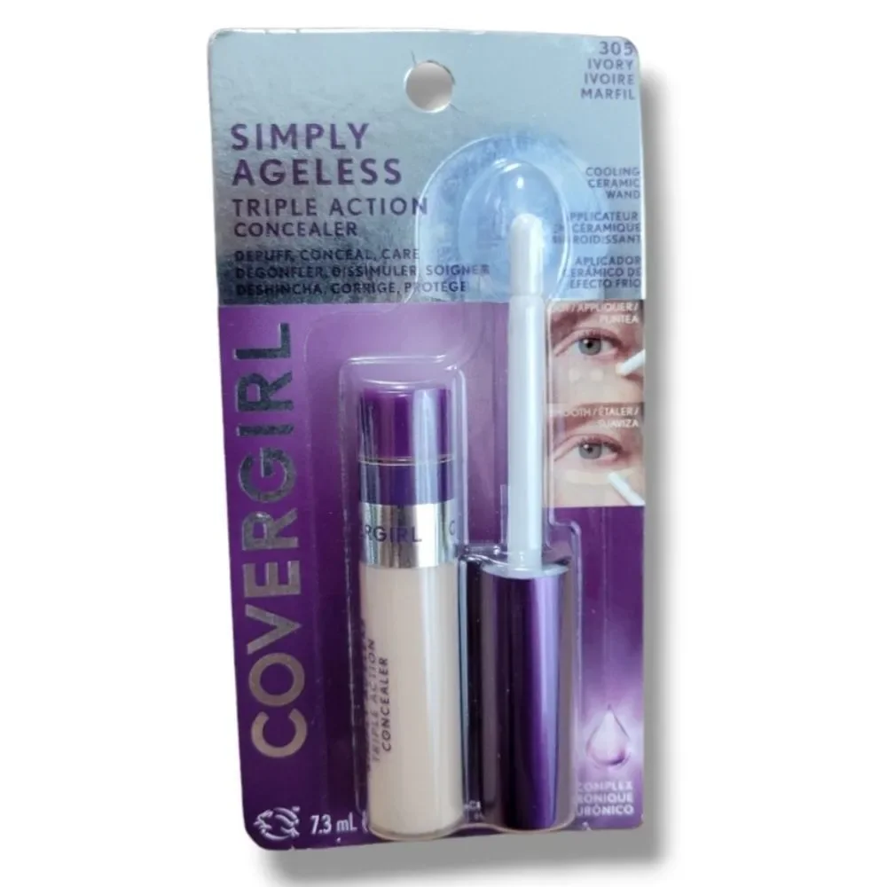 New Covergirl Simply Ageless Triple Action Concealer 305 Ivory Color - Pack Of 3